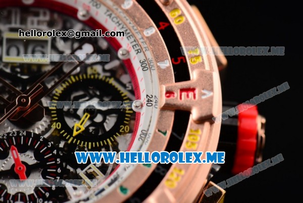 Richard Mille RM 60-01 Asia 2813 Automatic Rose Gold Case with Skeleton Dial and Red Rubber Strap Rose Gold Bezel (EF) - Click Image to Close